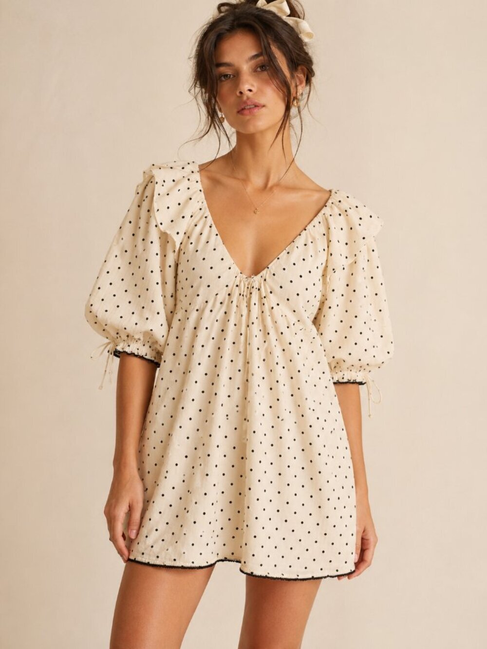 For Love and Lemons Eden Velvet Hearts Mini Dress